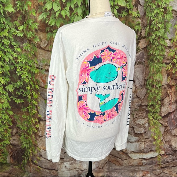 SIMPLY SOUTHERN White Long Sleeve Graphic Tee, M - Picture 4 of 9